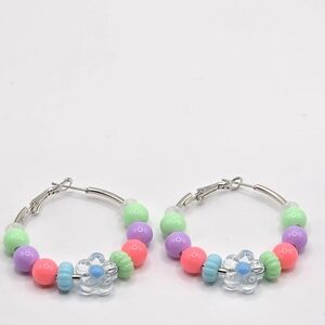Colorful Beaded Hoop Earrings for